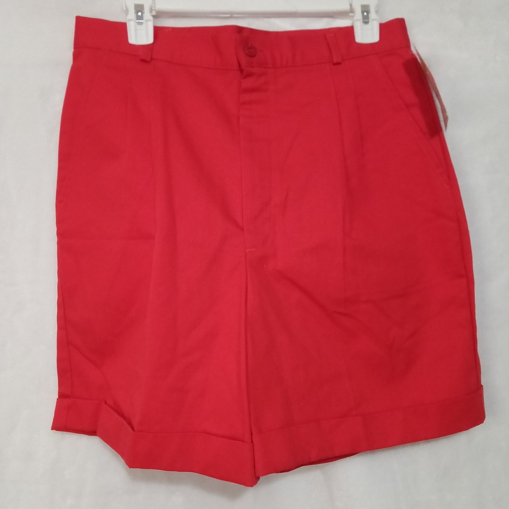 Vintage Carriage Court Sears Red Cuffed High Waist Shorts Size 14 Made in USA